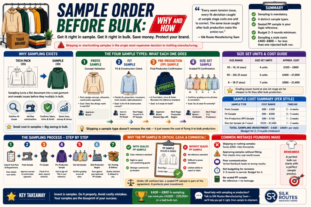 Clothing sample guide for manufacturers