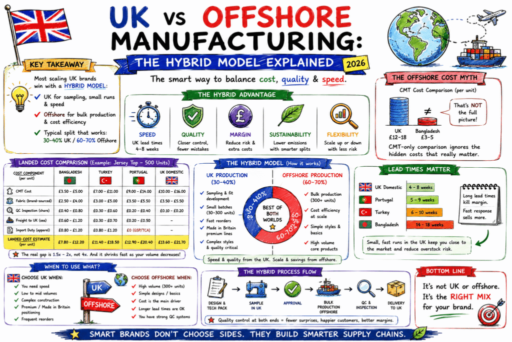 Hybrid manufacturing model infographic