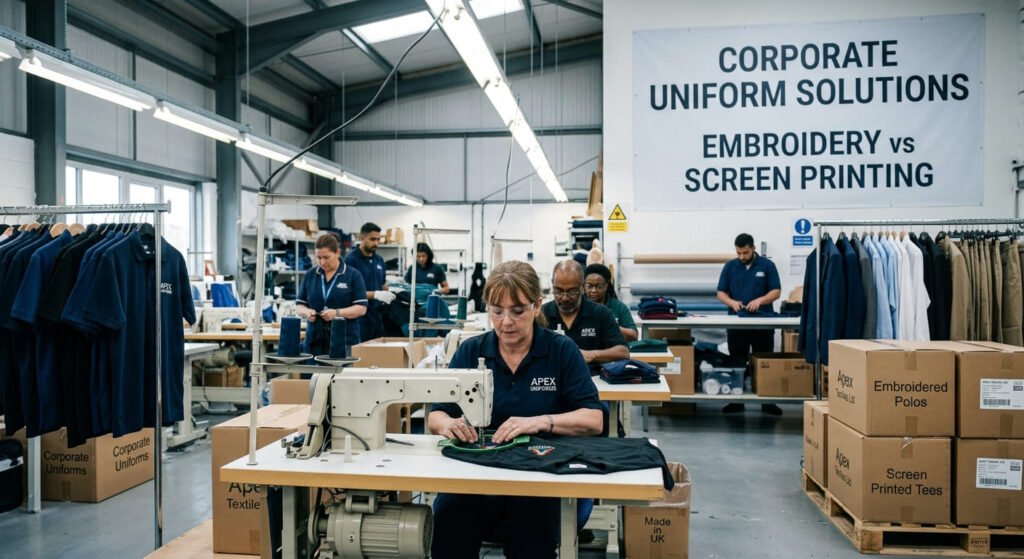 Corporate Uniform- Embroidery vs Screen Printing