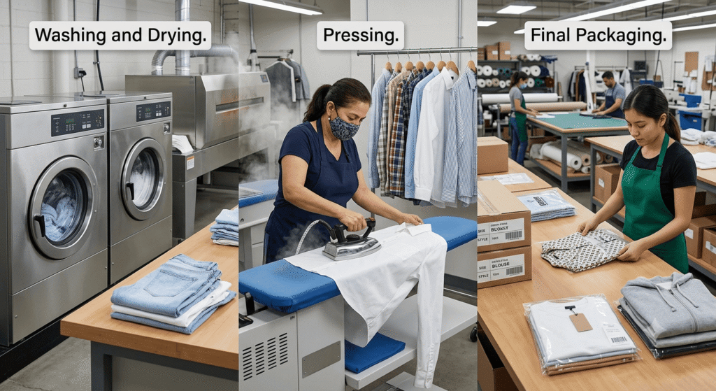 Garment Finishing: Washing, Pressing, Packaging