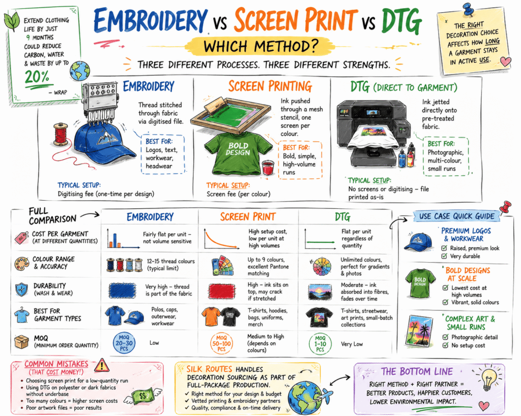 Garment decoration methods comparison guide