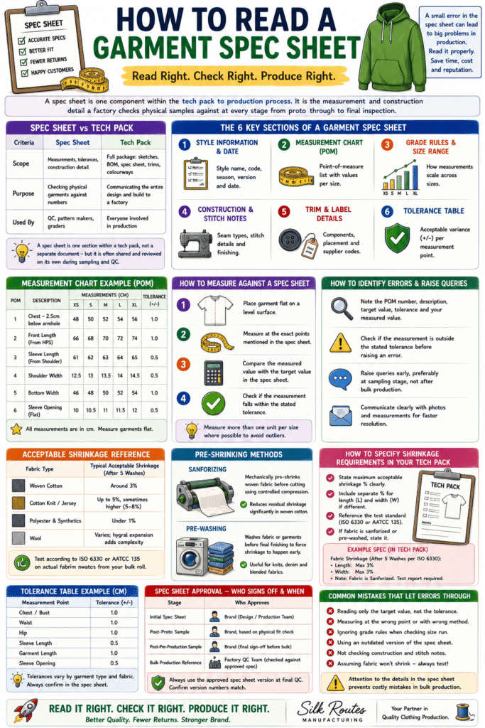 How to read a garment spec sheet